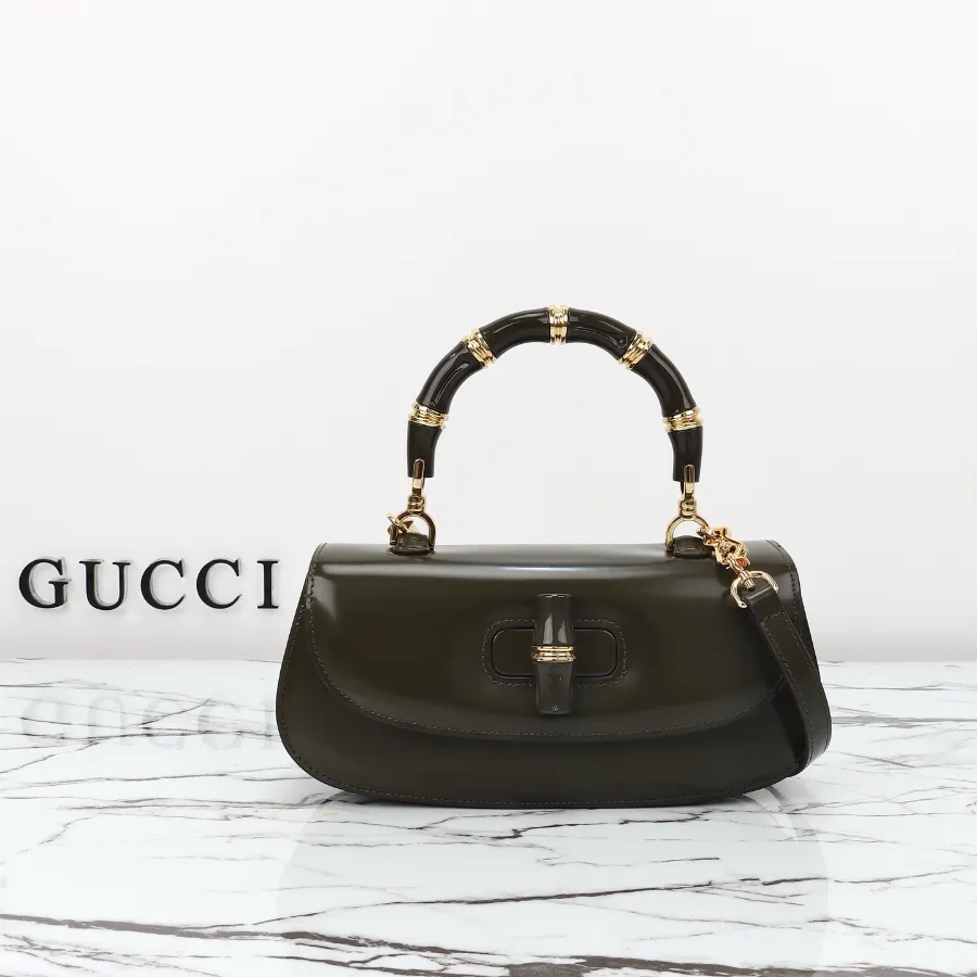 Gucci 뱀부 디아 미디엄 초콜릿 토트백 #827750.JPG