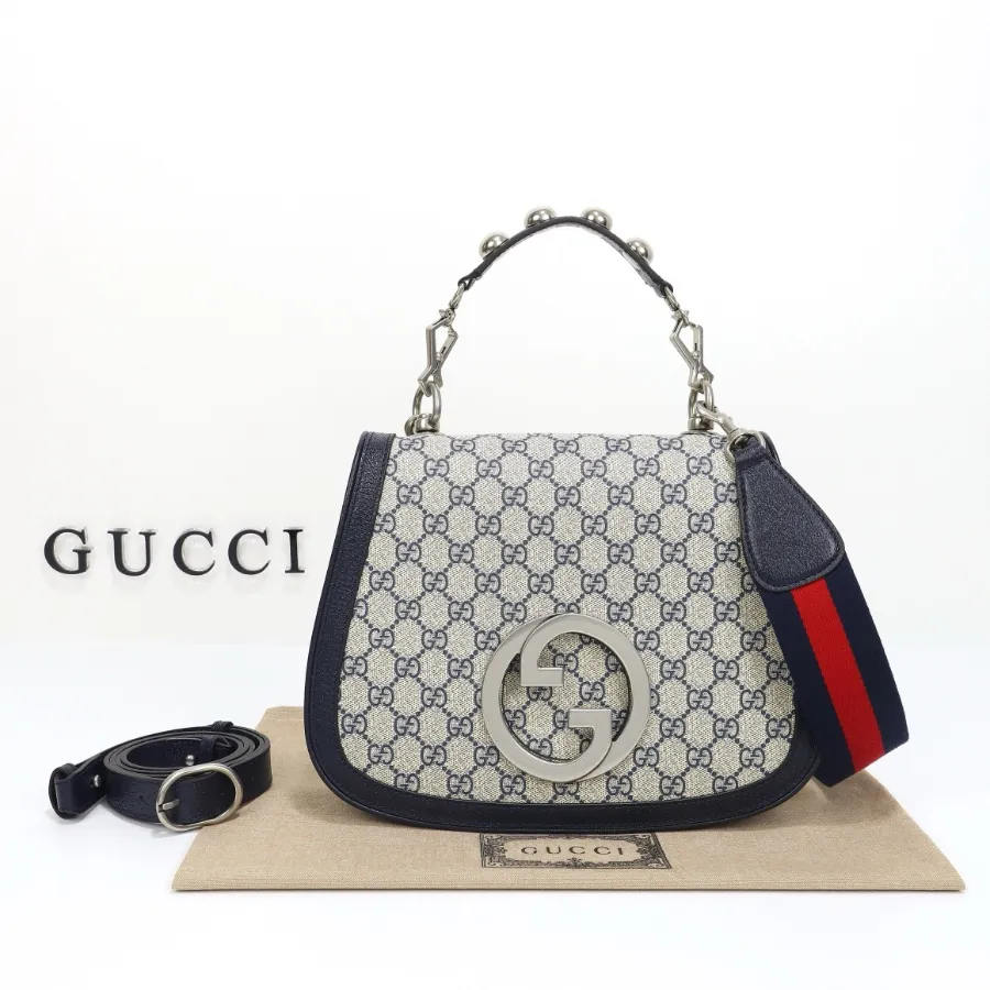 GUCCI GG 수프림 블론디 미디엄 투스트랩 숄더백 네이비 #721172.JPG