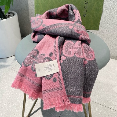 Gucci 구찌 핑크 그레이 GG 모노그램 울 머플러