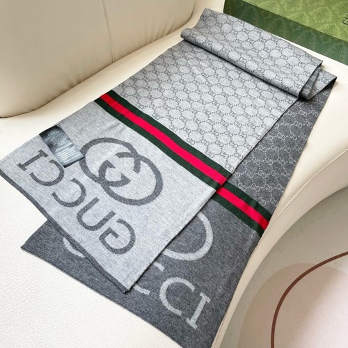 Gucci 구찌 그레이 GG 로고 울 머플러