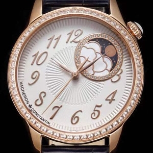 Vacheron constantin 바쉐론 콘스탄틴 ?G?RIE MOON PHASE ?G?RIE 문 페이즈 골드 화이트 다이얼 37mm