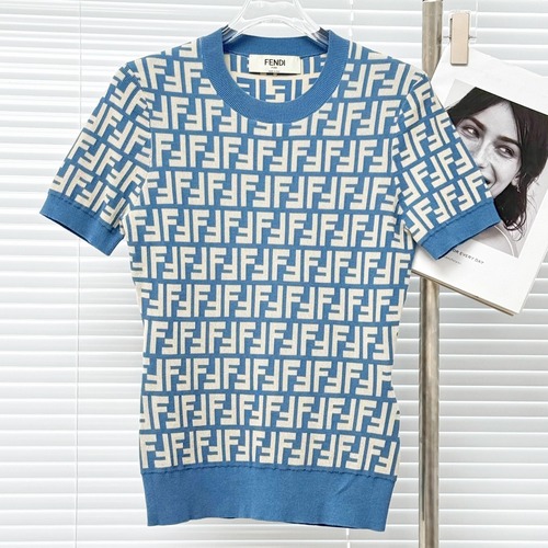 FENDI 펜디 FF 로고 코튼 니트 반팔 스웨터