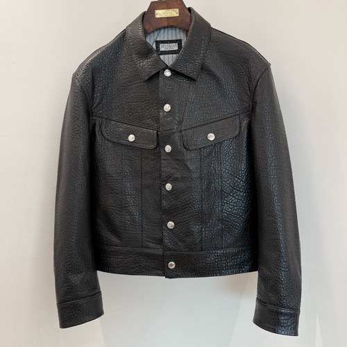 Brunello Cucinelli 브루넬로 쿠치넬리 라이치 그레인 양가죽 슬림핏 재킷 103577