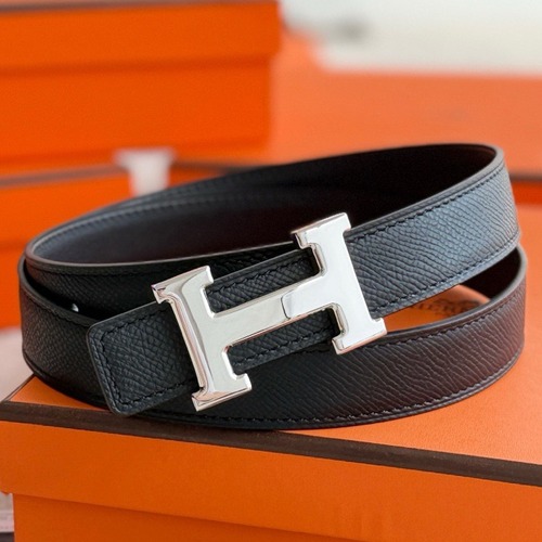 Hermes 에르메스 Mini H 에뺑 에뻬솜 가죽 리버서블 벨트 24mm
