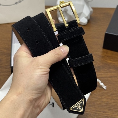 PRADA 프라다 블랙 스웨이드 가죽 벨트
