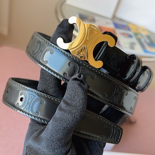 Celine 셀린느 블랙 메탈 버클 가죽 벨트