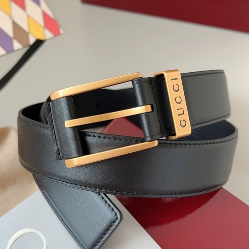 Gucci 구찌 블랙 가죽 스퀘어 버클 벨트