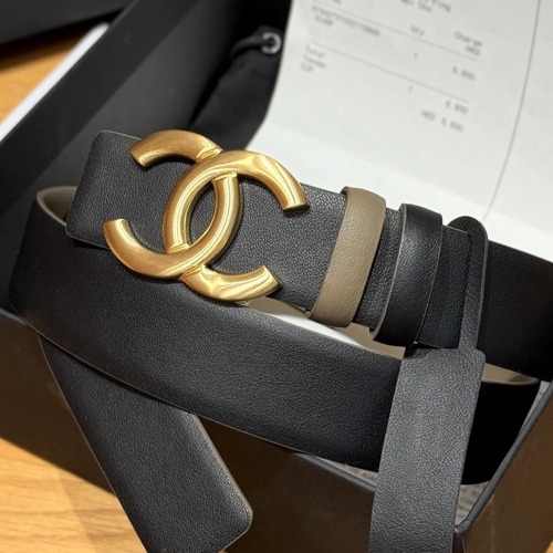 Chanel 샤넬 리버서블 카프스킨 벨트 실버 톤 CC 로고 버클 30mm