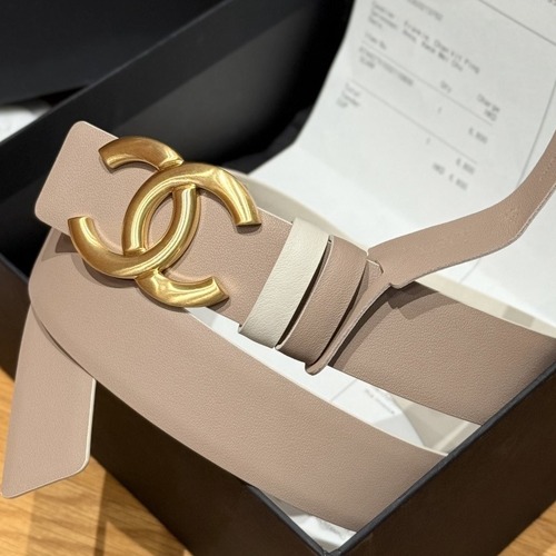 Chanel 샤넬 리버서블 카프스킨 벨트 실버 톤 CC 로고 버클 30mm