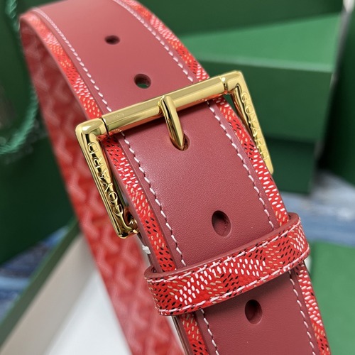 Goyard 고야드 레드 도그투스 코팅 캔버스 소가죽 벨트