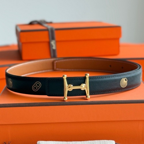 Hermes 에르메스 Mors H 리버서블 가죽 벨트 24mm