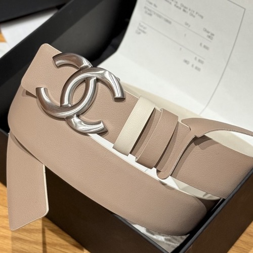 Chanel 샤넬 리버서블 카프스킨 벨트 실버 톤 CC 로고 버클 30mm