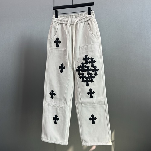 CHROME HEARTS 크롬하츠 FW2023 크로스 패치워크 팬츠 화이트