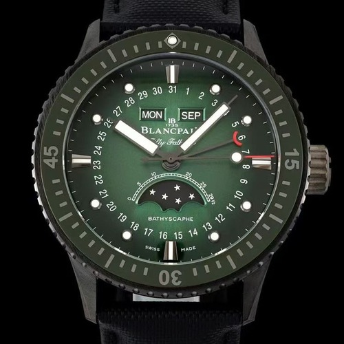 Blancpain Fifty Fathoms Bathyscaphe 블랑팡 피프티 패덤즈 바티스카프 컴플리트 캘린더 문페이즈 세라믹 그린