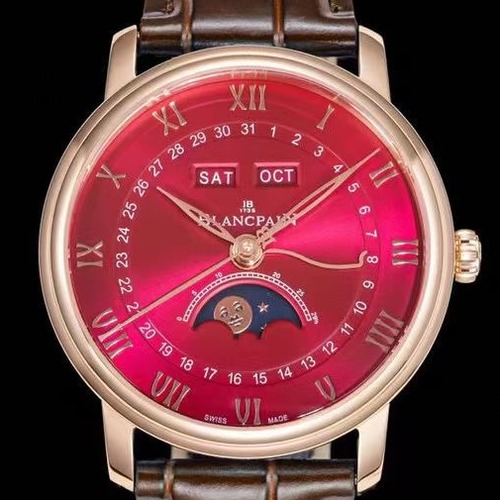 Blancpain Villeret Quantième Complet Phases de Lune 6654 블랑팡 빌레레 컴플리트 캘린더 문페이즈 6654 골드 레드 다이얼