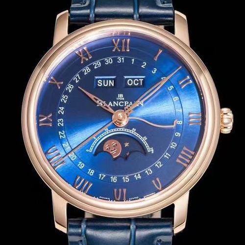 Blancpain Villeret Quantième Complet Phases de Lune 6654 블랑팡 빌레레 컴플리트 캘린더 문페이즈 6654 골드 블루 다이얼